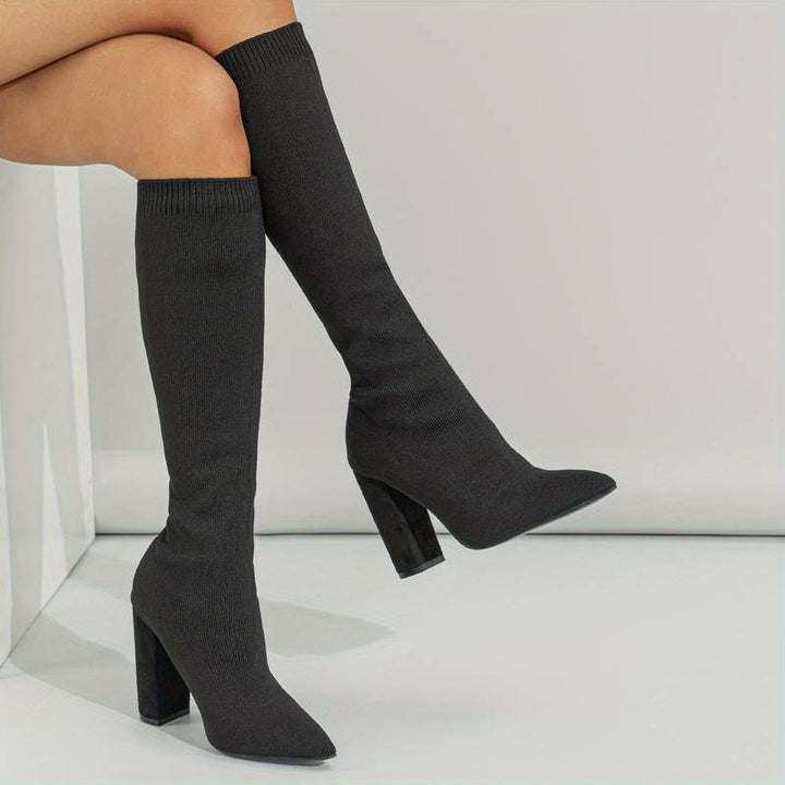 Nina | Women's Ribbed Knit Knee-High Sock Boots