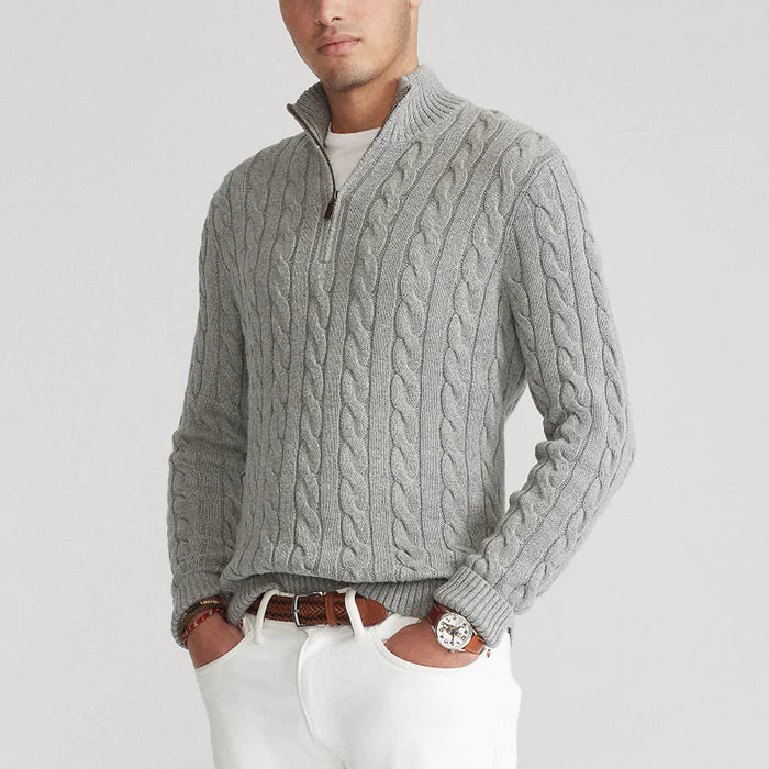 Emmett  | Men's Textured Cable Knit Half-Zip Sweater