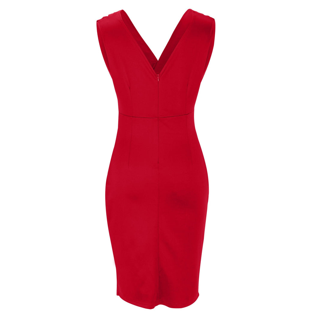 Winnie | Women's Ruched Wrap Style Midi Dress with Slit