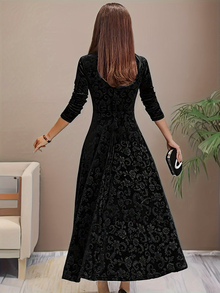 Adelaide | Women's Embroidered Velvet Maxi Dress