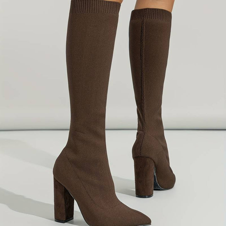 Nina | Women's Ribbed Knit Knee-High Sock Boots