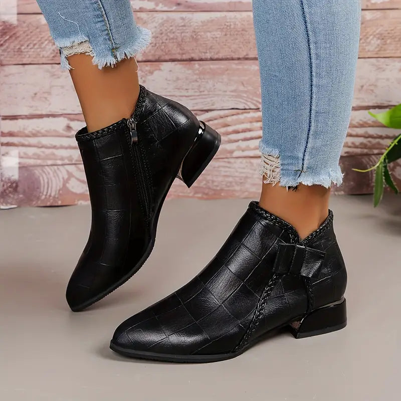 Olivia | Women's Chunky Heel Side-Zip Ankle Boots