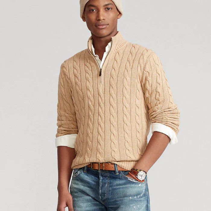 Emmett  | Men's Textured Cable Knit Half-Zip Sweater