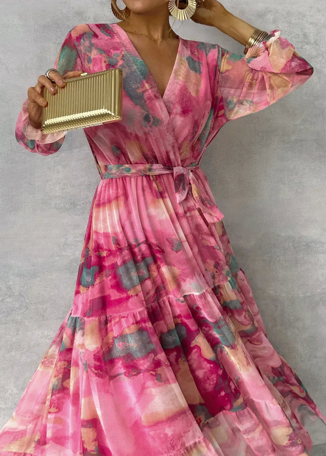 Rose | Women's Vibrant Floral Wrap Maxi Dress