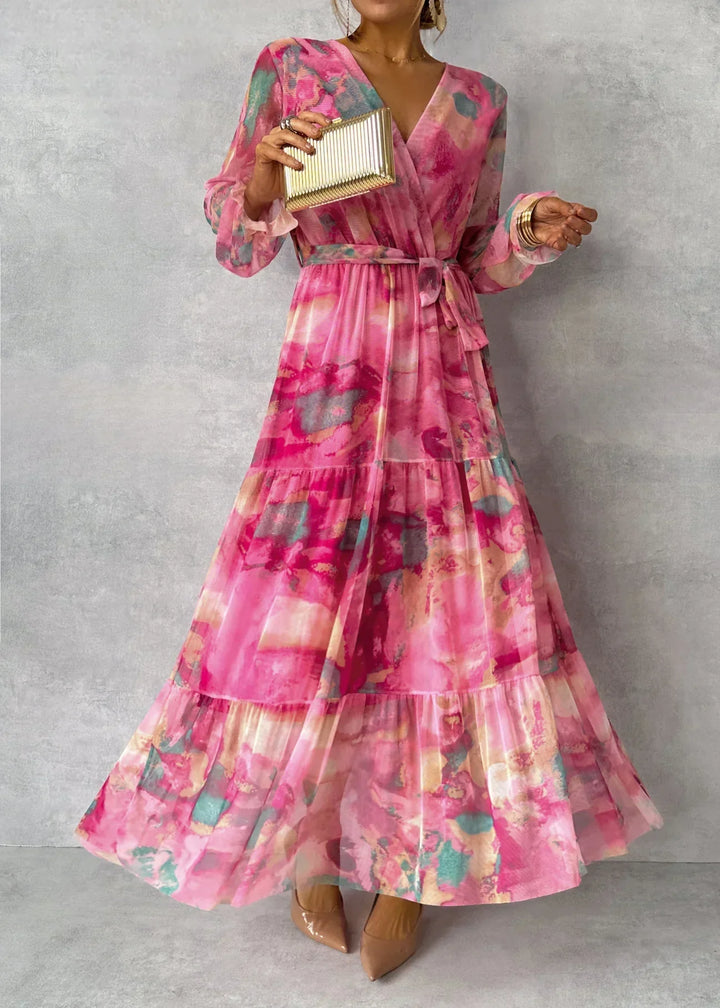 Rose | Women's Vibrant Floral Wrap Maxi Dress