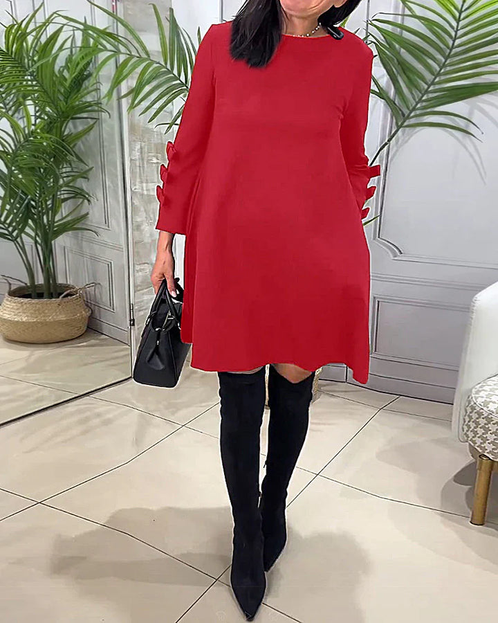 Vicky | Women's Elegant A Line Mini Dress with Bow Cuffs
