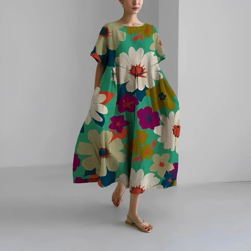 Dolly | Women's Loose Fit Floral Boho Midi Dress
