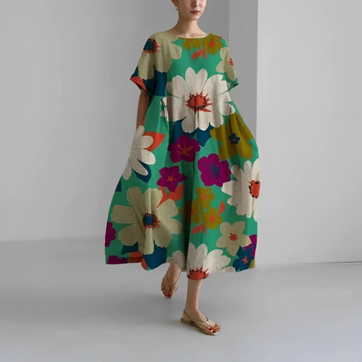 Dolly | Women's Loose Fit Floral Boho Midi Dress