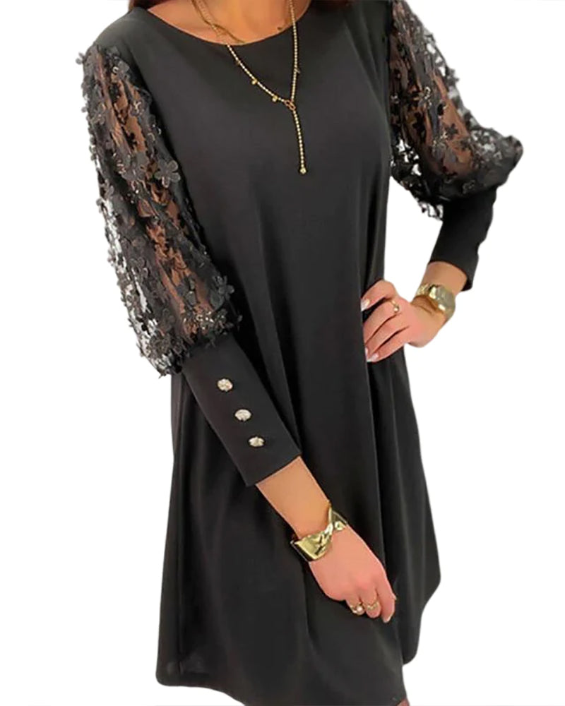 Celeste | Women's Lace Sheer Sleeve Mini Dress