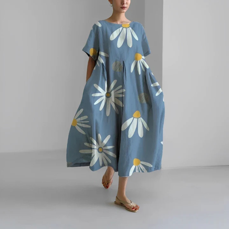 Dolly | Women's Loose Fit Floral Boho Midi Dress