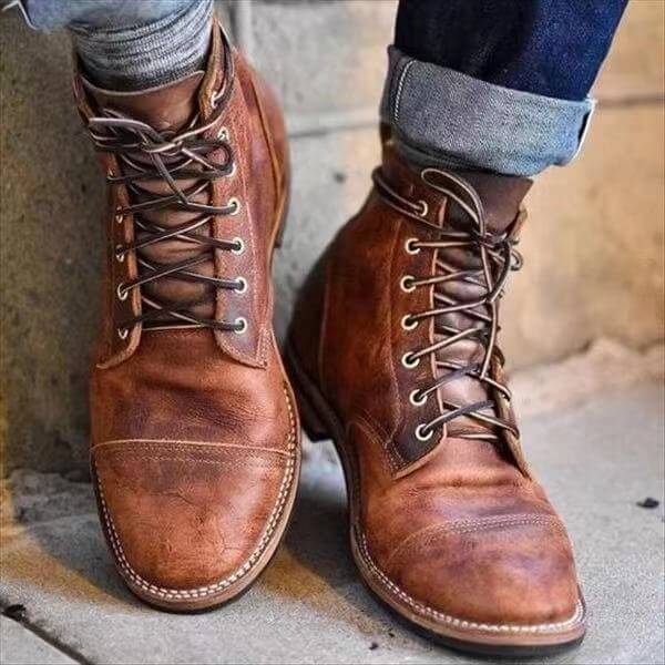 Carter | Men's Vintage Lace-up Leather Ankel Boots