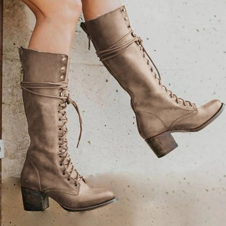 Brynn | Women's Rustic Chic Lace-Up Knee-High Boots