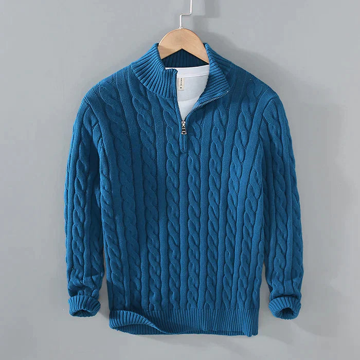 Emmett  | Men's Textured Cable Knit Half-Zip Sweater