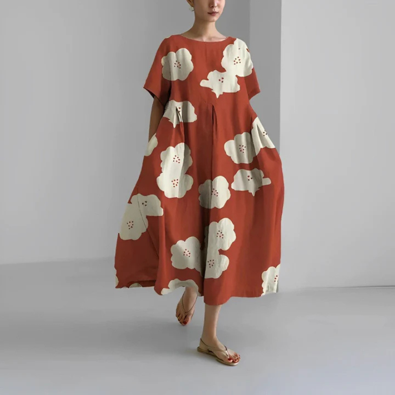Dolly | Women's Loose Fit Floral Boho Midi Dress