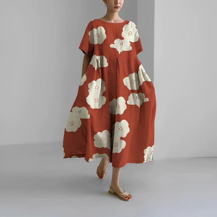 Dolly | Women's Loose Fit Floral Boho Midi Dress