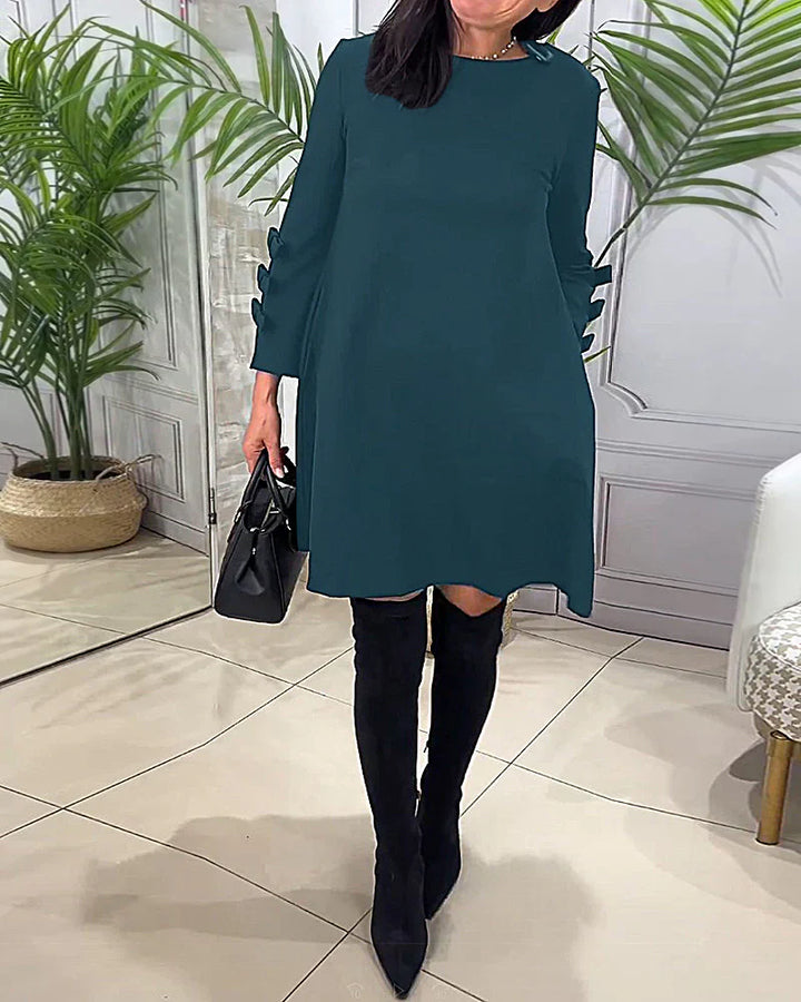 Vicky | Women's Elegant A Line Mini Dress with Bow Cuffs
