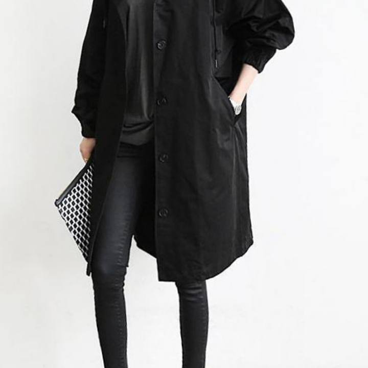 Jazz | Women's Classic Button-Front Hooded Trench Coat