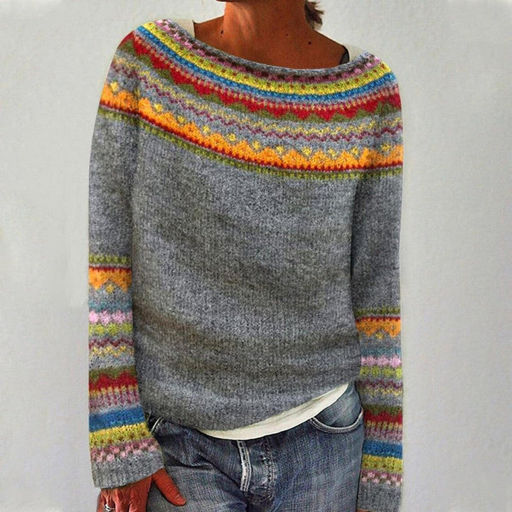 Eliza | Women's Nordic Stripe Knit Pullover Sweater