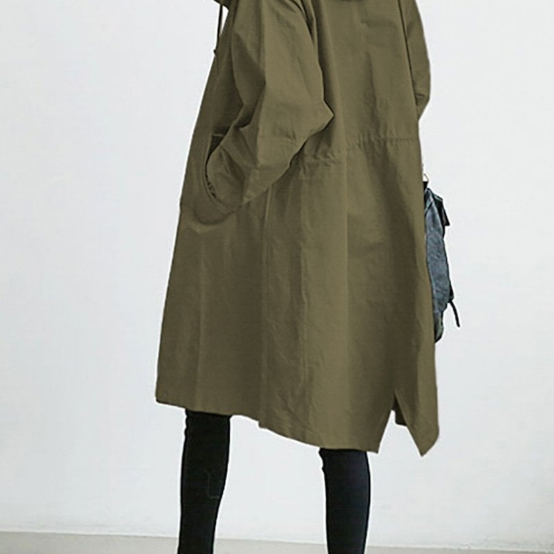 Jazz | Women's Classic Button-Front Hooded Trench Coat