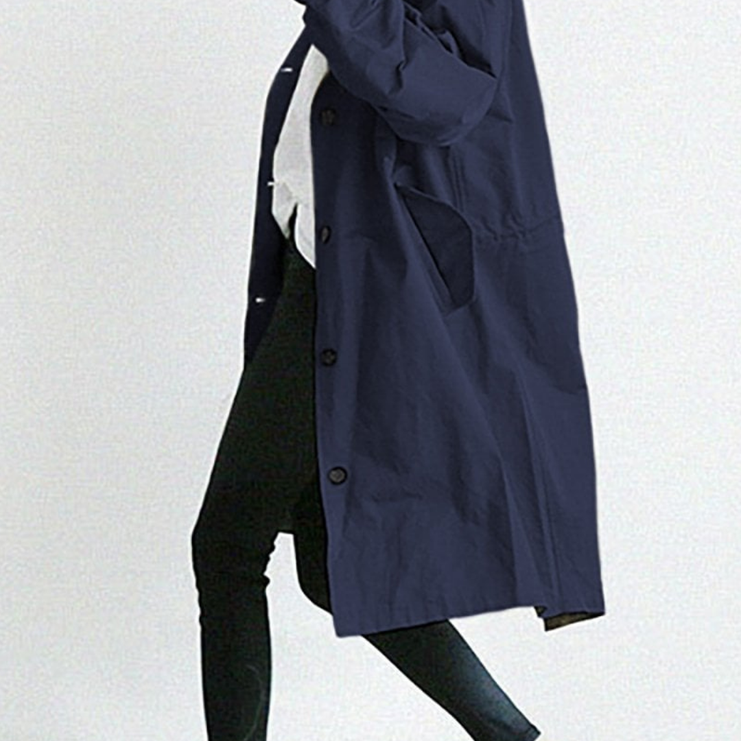 Jazz | Women's Classic Button-Front Hooded Trench Coat