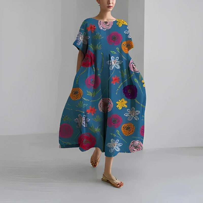 Dolly | Women's Loose Fit Floral Boho Midi Dress