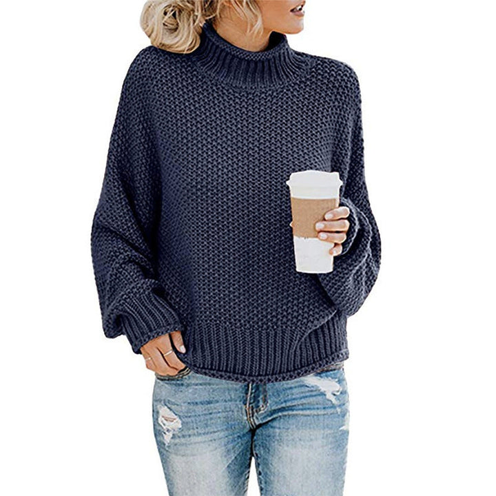 Nadia | Women's Oversized Waffle-Knit Mock Turtleneck Sweater
