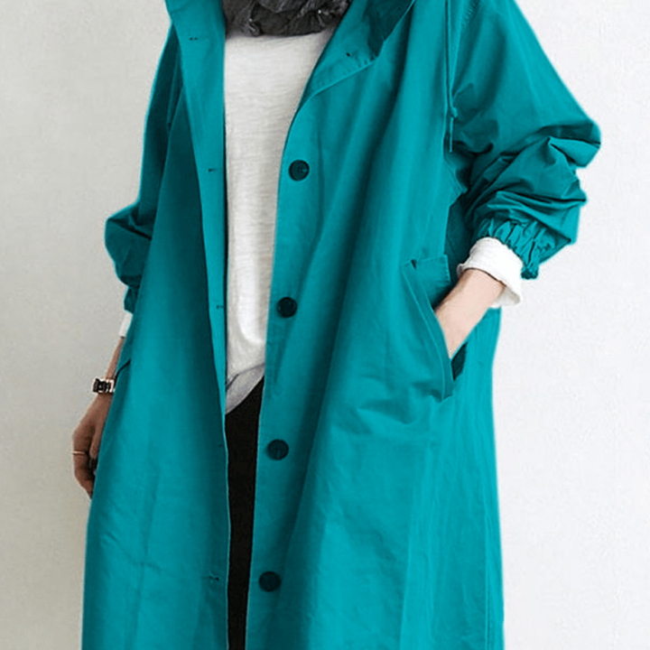 Jazz | Women's Classic Button-Front Hooded Trench Coat