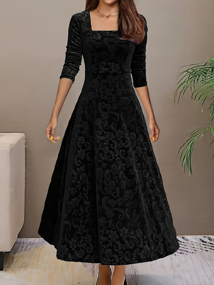 Adelaide | Women's Embroidered Velvet Maxi Dress