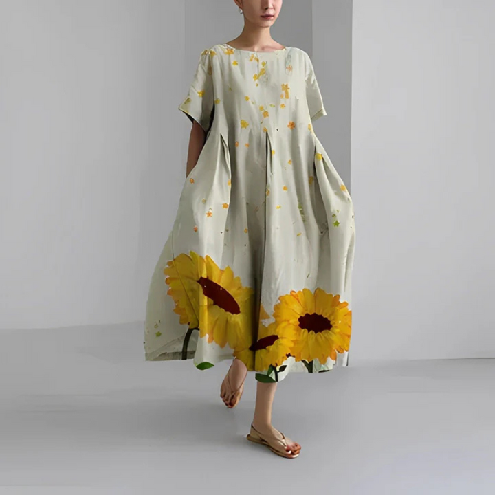 Dolly | Women's Loose Fit Floral Boho Midi Dress