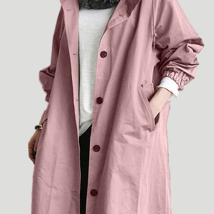 Jazz | Women's Classic Button-Front Hooded Trench Coat