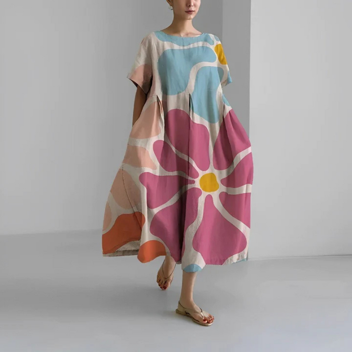Dolly | Women's Loose Fit Floral Boho Midi Dress