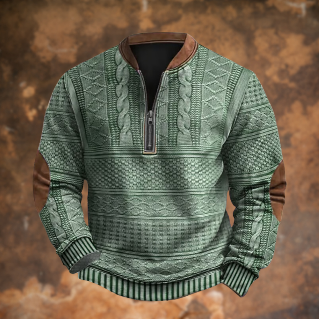 Gilbert | Men's Vintage Cable Knit Half-Zip Sweater