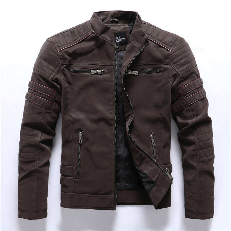 Hunter | Men's Rugged Slim-Fit Leather Biker Jacket