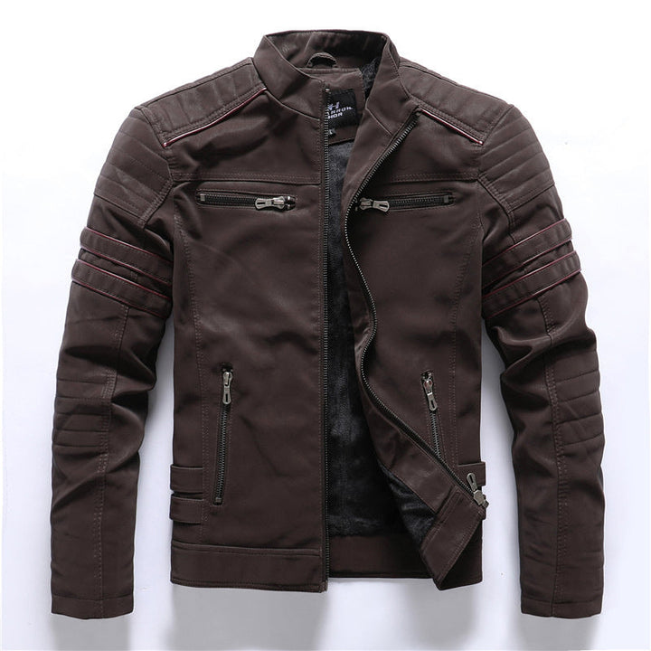 Hunter | Men's Rugged Slim-Fit Leather Biker Jacket