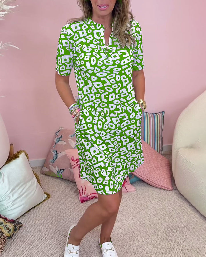 Esther | Women's Graphic Print Short Sleeve Summer Dress