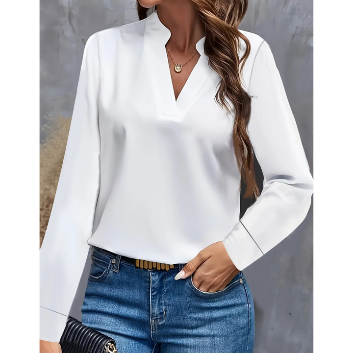 Tessa | Women's Sophisticated V-Neck Long Sleeve Tunic Blouse