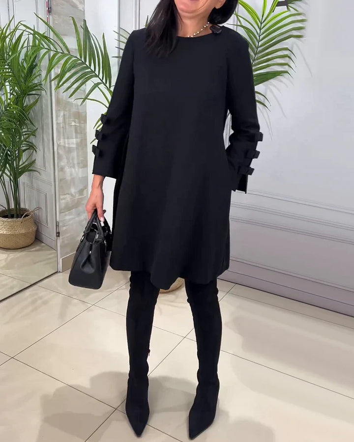 Vicky | Women's Elegant A Line Mini Dress with Bow Cuffs