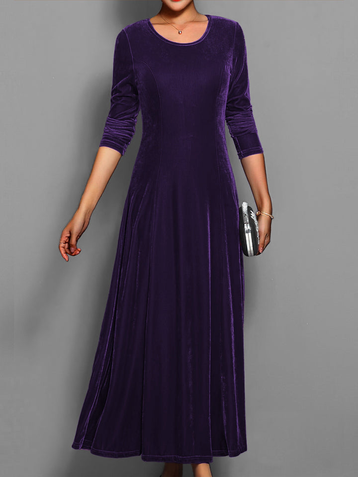 Valerie | Women's Elegant Long Sleeve Velvet Maxi Dress