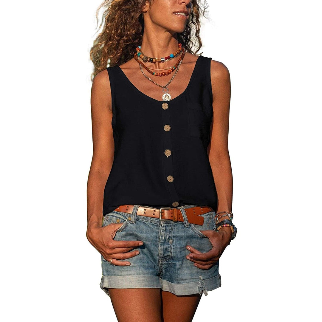Jada | Women's Casual Button-Front Sleeveless Tank Top