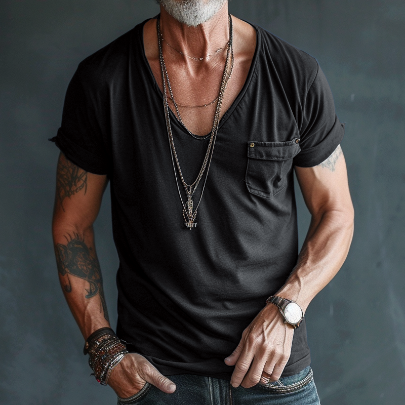 Chino | Men's Classic V-Neck Pocket T-Shirt