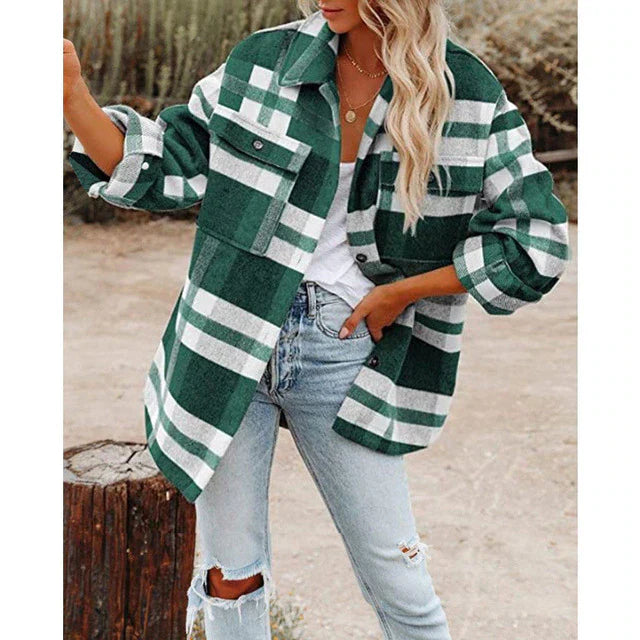 Bonnie | Women's Cozy Plaid Flannel Jacket
