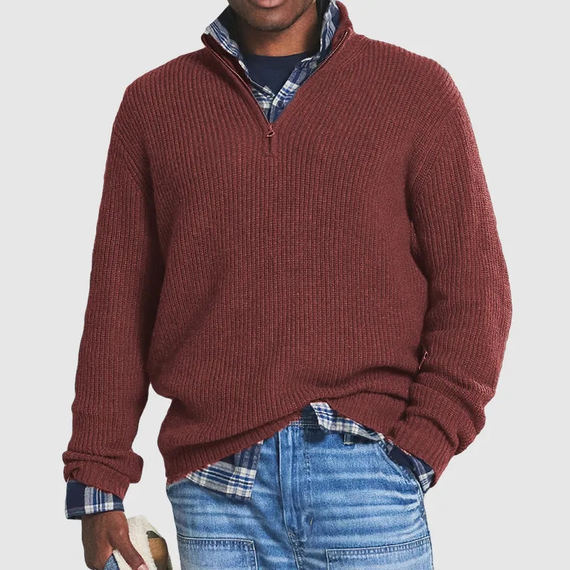 William | Men's Ribbed Half-Zip Collar Sweater
