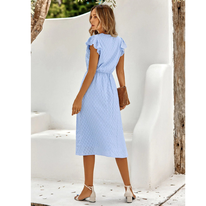 Ambriel | Women's Short Sleeve Ruffled Midi Summer Dress