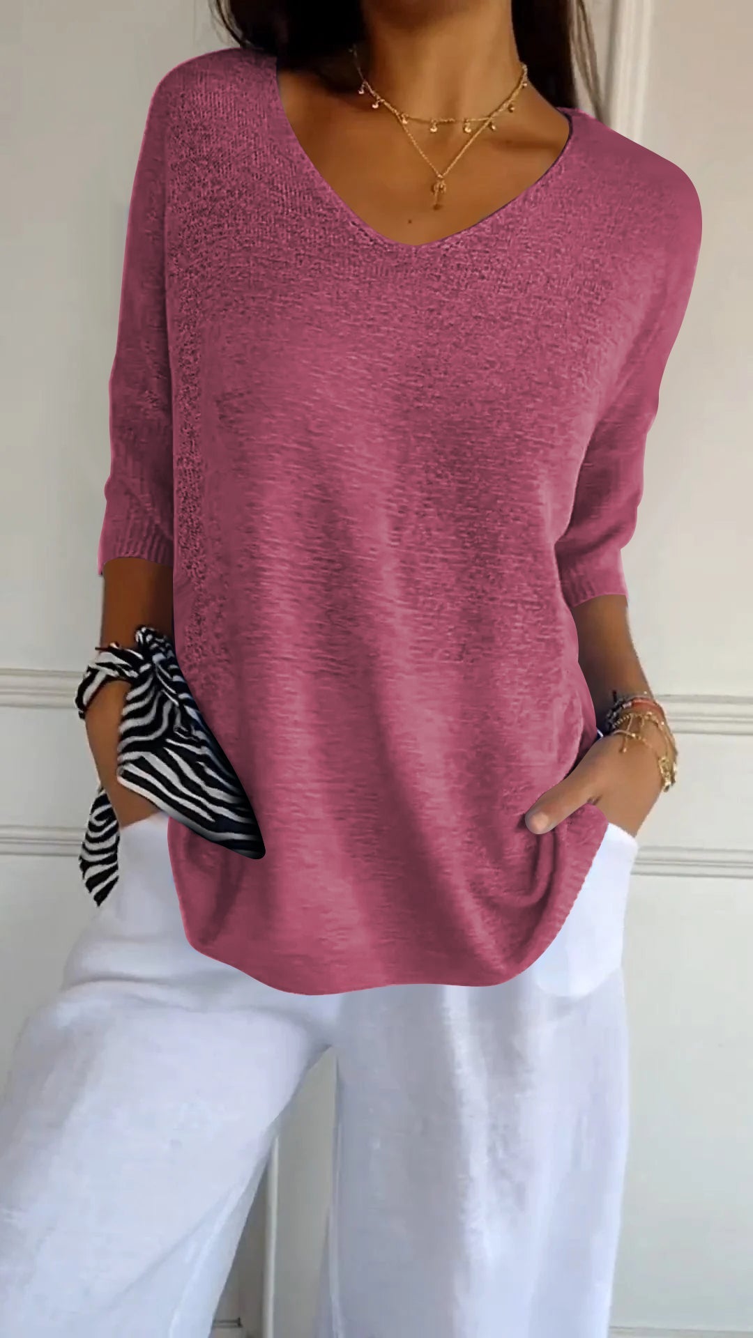 Hazel | Women's Casual V-Neck Knit Top