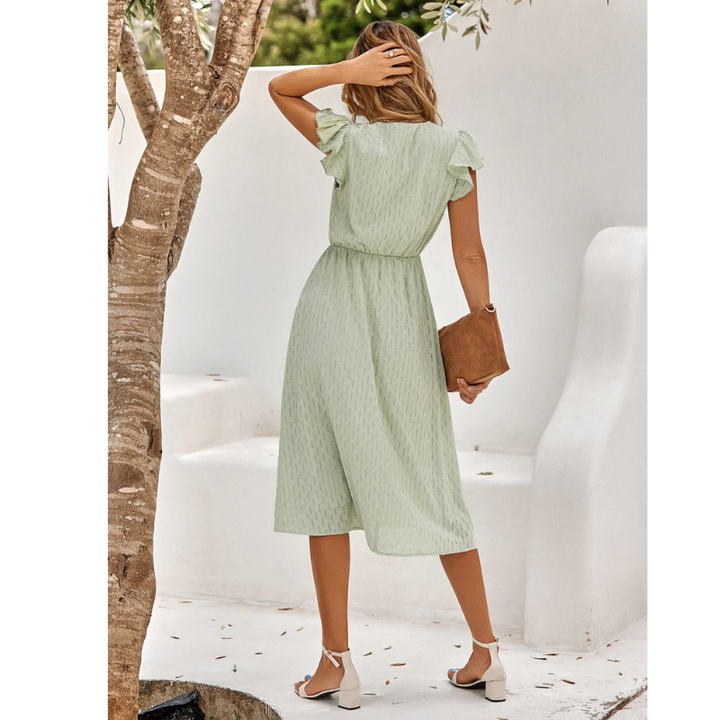 Ambriel | Women's Short Sleeve Ruffled Midi Summer Dress