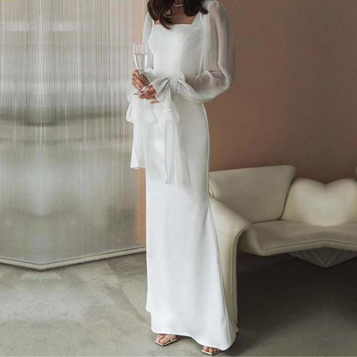 Dahlia | Women's Square Neck Puff Sleeve Evening Dress