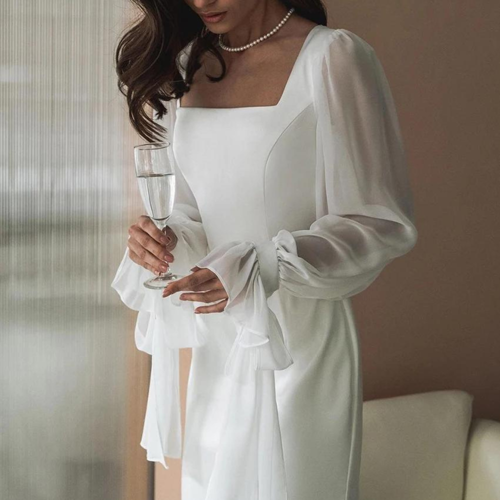 Dahlia | Women's Square Neck Puff Sleeve Evening Dress