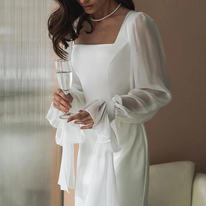 Dahlia | Women's Square Neck Puff Sleeve Evening Dress
