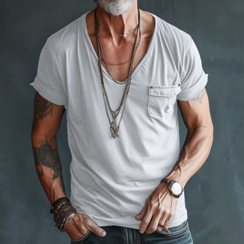 Chino | Men's Classic V-Neck Pocket T-Shirt