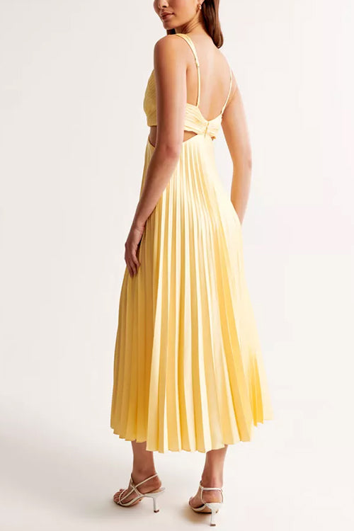 Bridget | Women's Satin V Neck Midi Dress with Side Cutouts